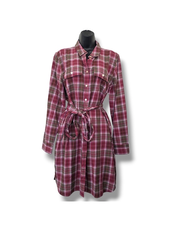 Lauren Ralph Lauren Dresses & Skirts - Lauren Ralph Lauren Burgundy Women's Checked Plaid Belted Shirtdress Size: 10